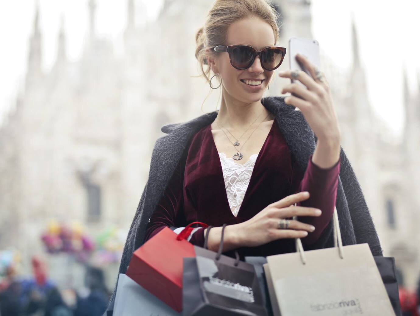 fashion women with shopping bags and accessories 