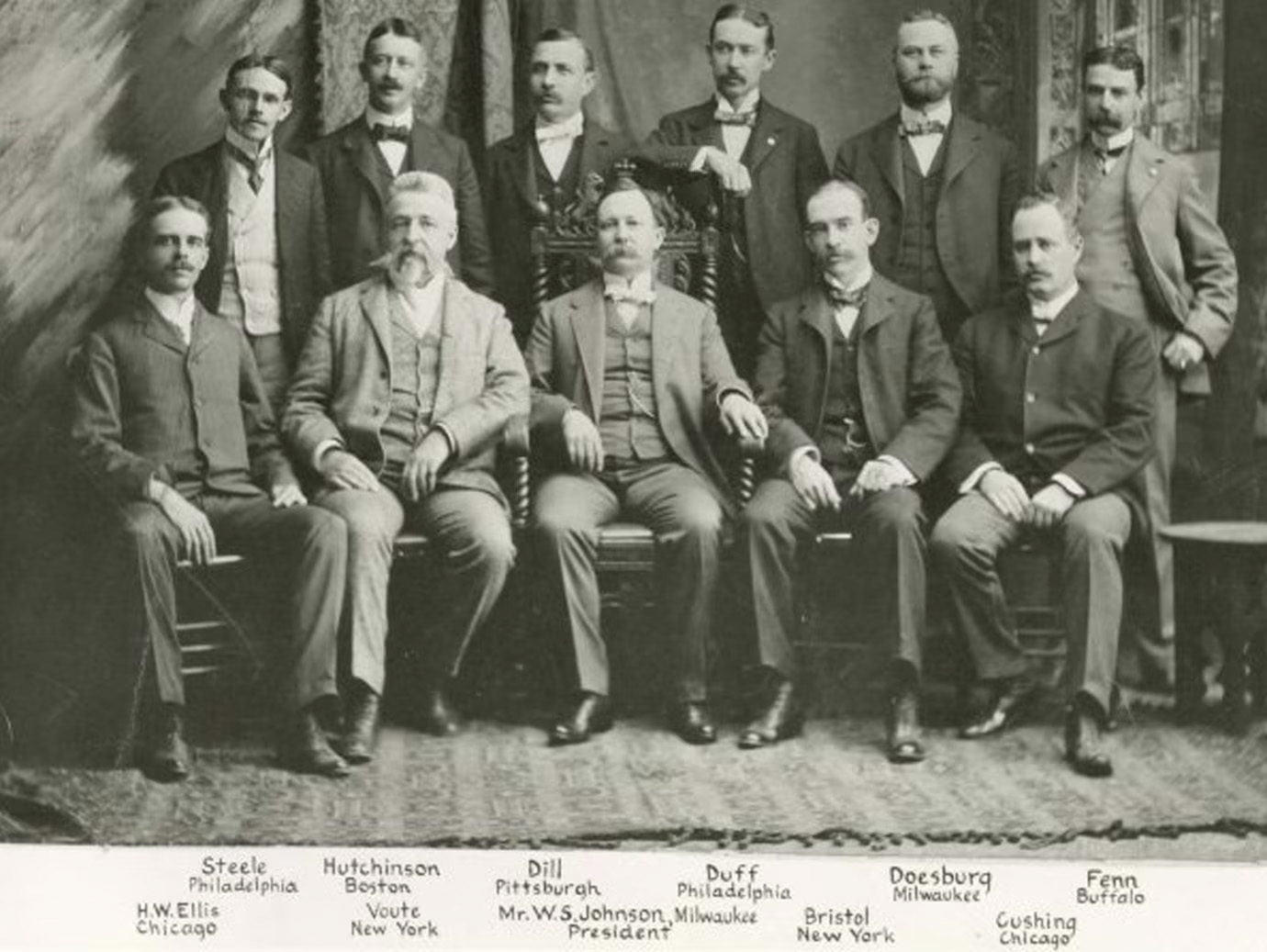 Photo of Johnson Controls founder, Warren Johnson with the sales staff